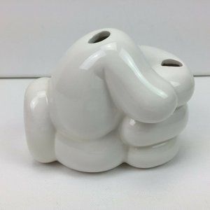Disney Scattered Mickey Mouse Parts White Ceramic Glove 4 Toothbrush Holder